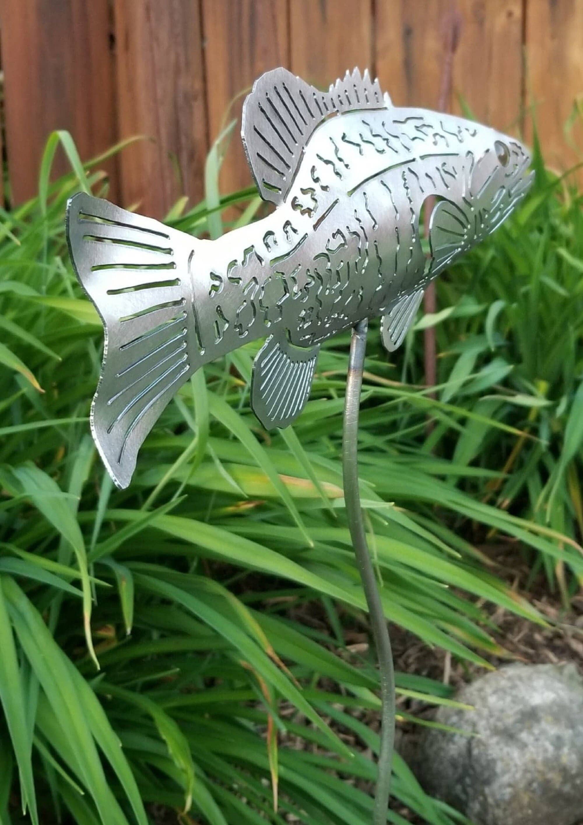 Designs by Dieter, LLC - Wholesale Garden/Lawn Stake - Smallmouth Bass Metal Garden Stake Right2