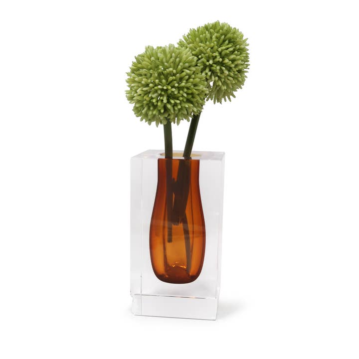 VIVIENCE - Wholesale Vase - Double Wall Crystal Bud Vase Colored Inner