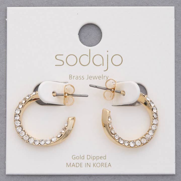 JOIA ACCESSORIES - Wholesale Hoop Earrings - 2207477 SODAJO BRASS RHINESTONE OPEN HOOP EARRING