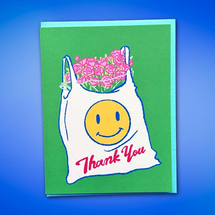 Plastiktüte und Blumen Dankeskarte für den Großhandel von Sidewalk Press