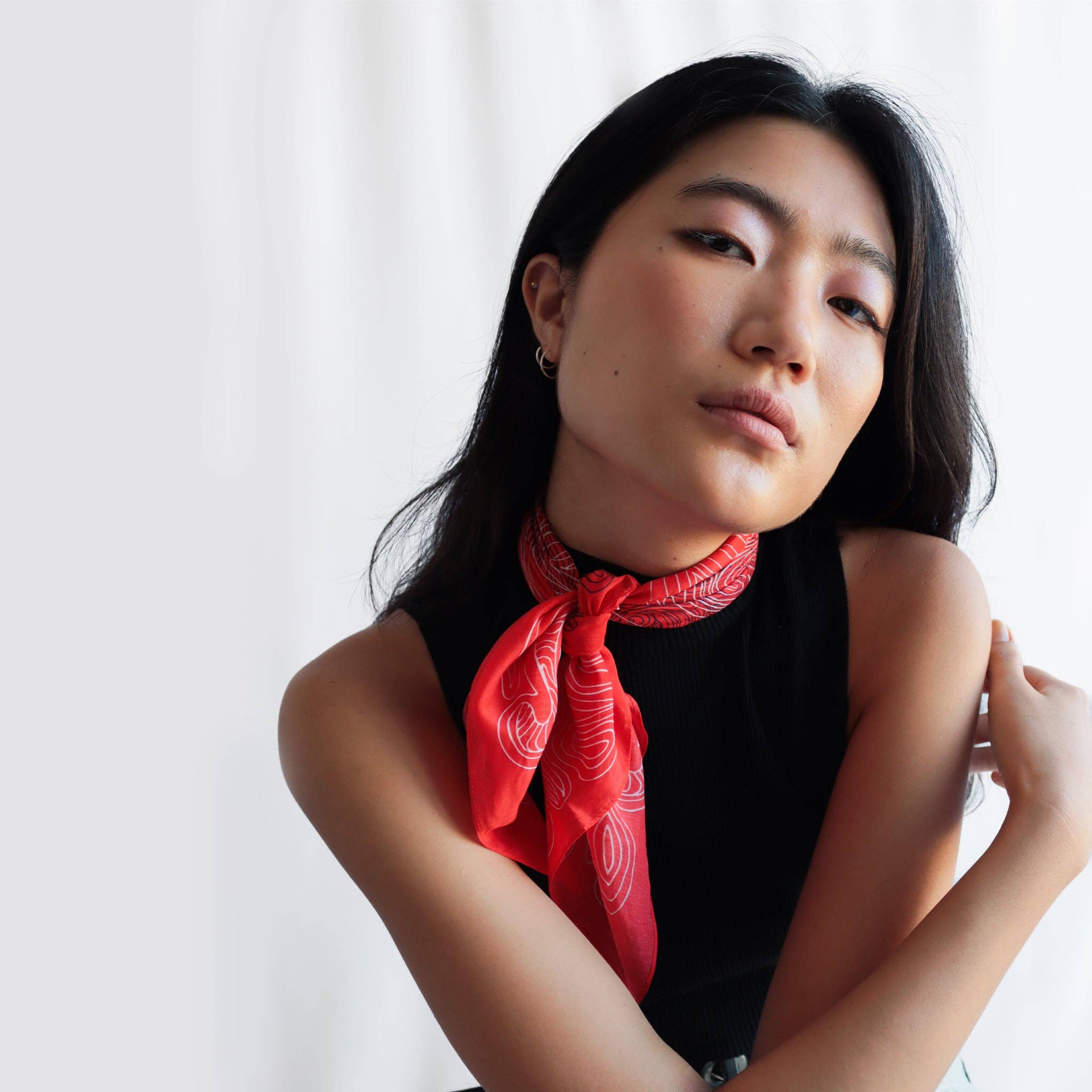 Hia Paris – Engroshandel Hovedtørklæde - Dame – Blæksprutte tørklæde - Rød0