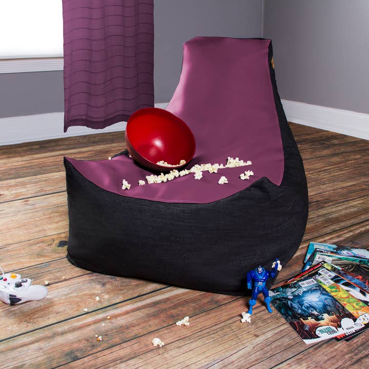 LuvU - Wholesale Chair - Jaxx Pixel Gamer Bean Bag Chair, Premium Vinyl / Dark Denim94