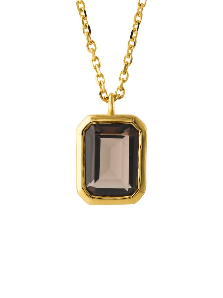 Collier en argent, plaqué or 18 carats, avec quartz fumé pour la vente par Campur GmbH