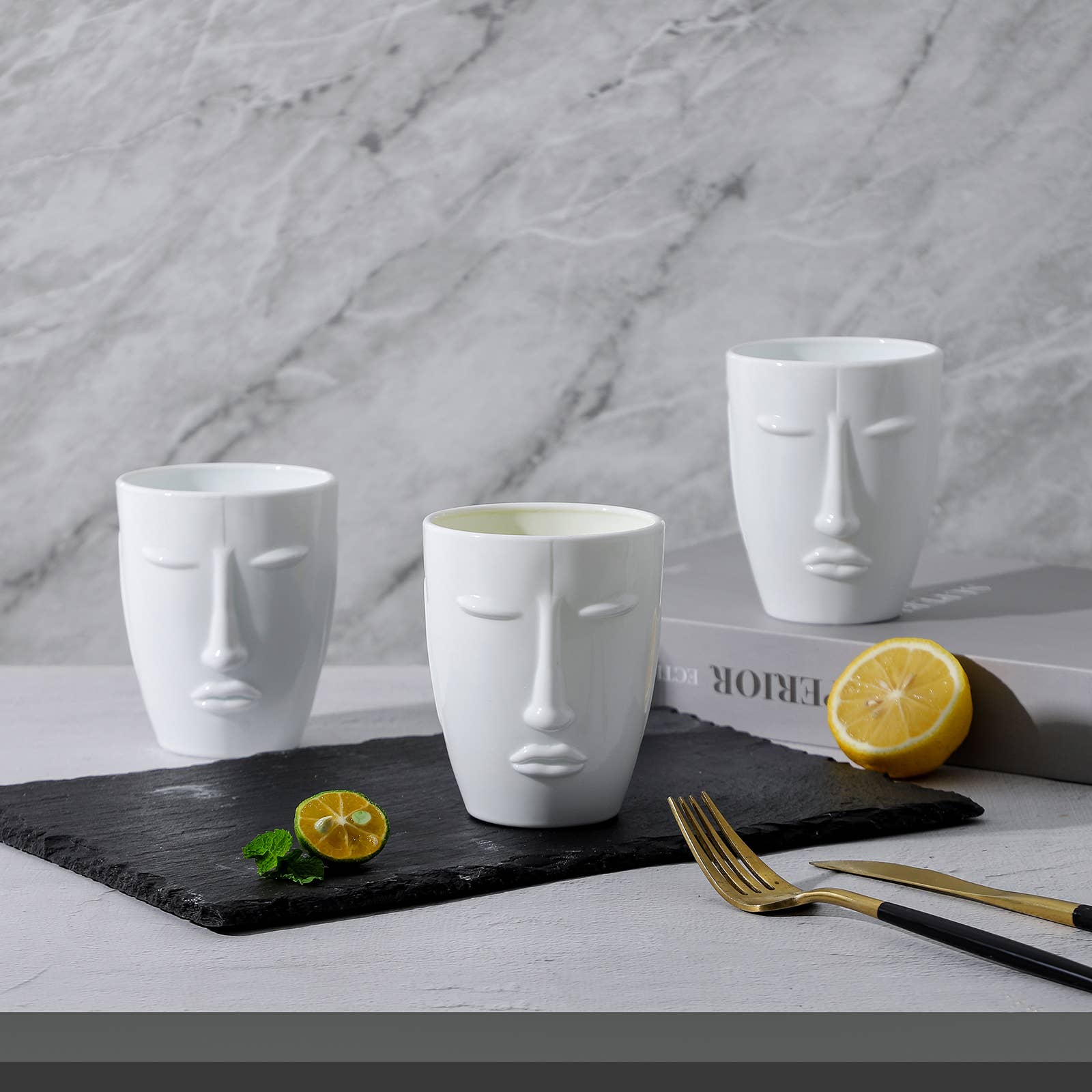 Everest Global - Wholesale Drinking Glass/Cup - Human Face Black/White Tumbler set of 67