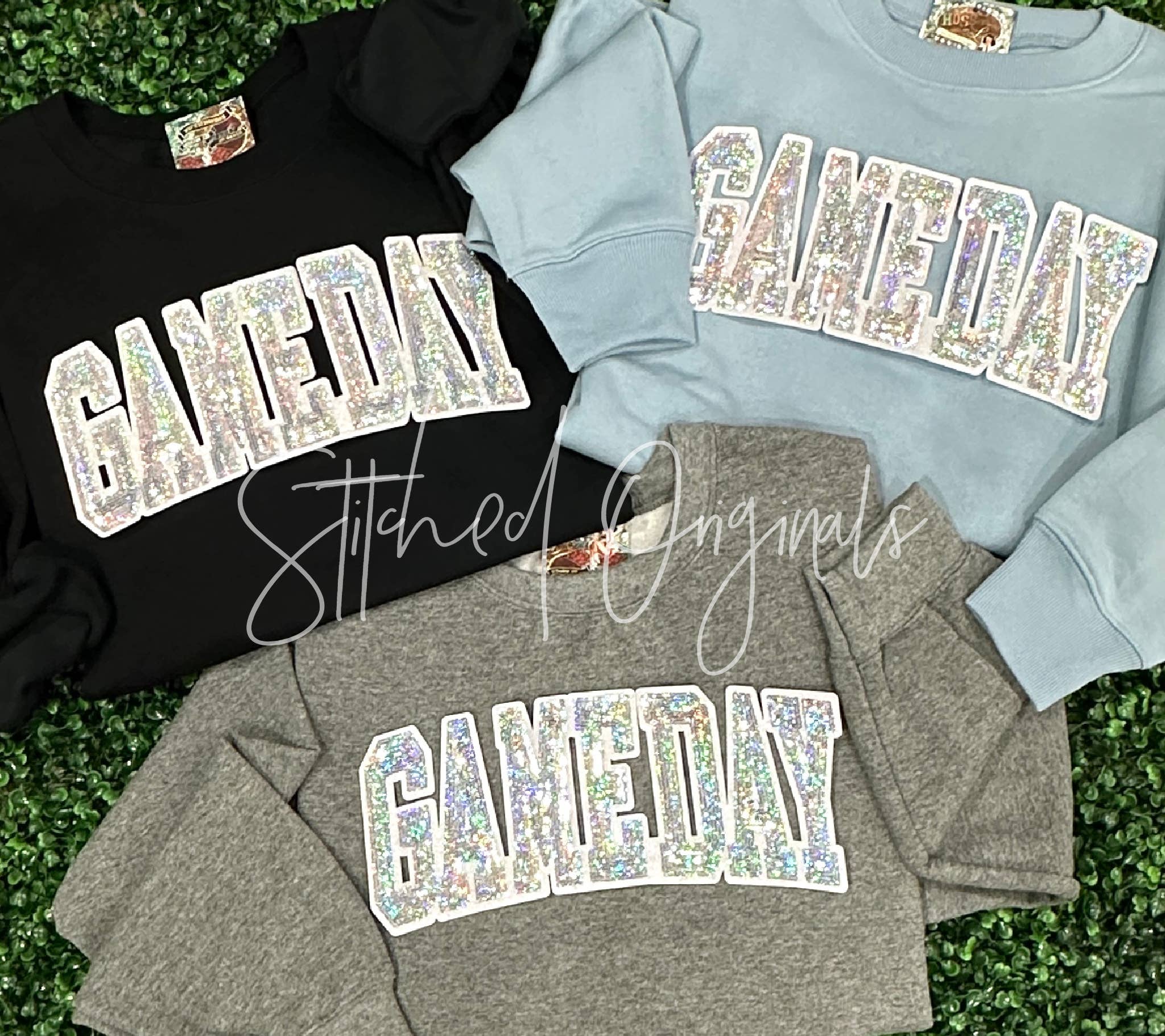 Stitched Originals - Wholesale Patch - Gameday Silver Sequin Patch, White Backing, DIY Patch, Iron 1