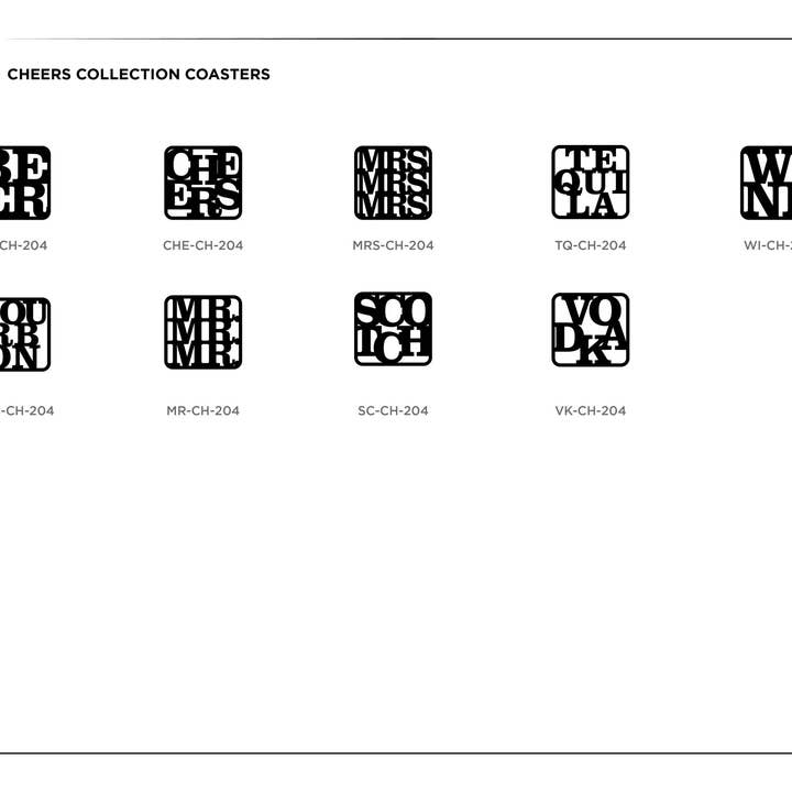 Lot de 5 étuis pour dessous de verre en acrylique Mr & Mrs pour la vente par Grainwell