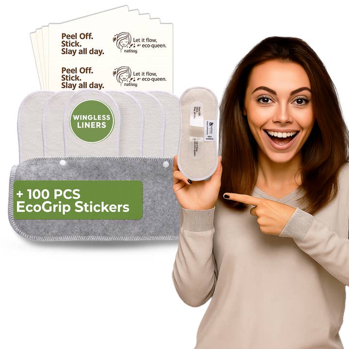 Wingless Reusable Panty Liners with Adhesive Sticker (SMALL, 7-Pack) - Bamboo for wholesale by natissy