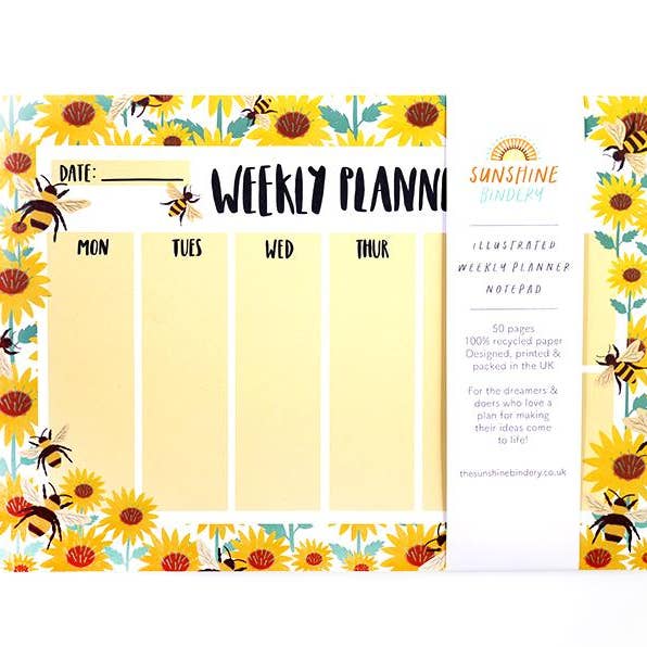 Bumble Bee A4 Weekly Planner Notepad for wholesale by The Sunshine Bindery
