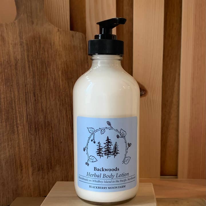 Backwoods Herbal Body Lotion for wholesale by Blackberry Moon Farm Body Care