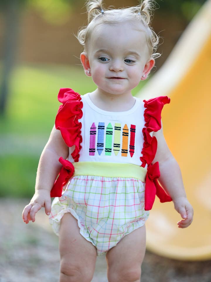 Rylee Faith Designs - Wholesale Rompertje - Baby - Terug-naar-school geborduurde meisjesromper2