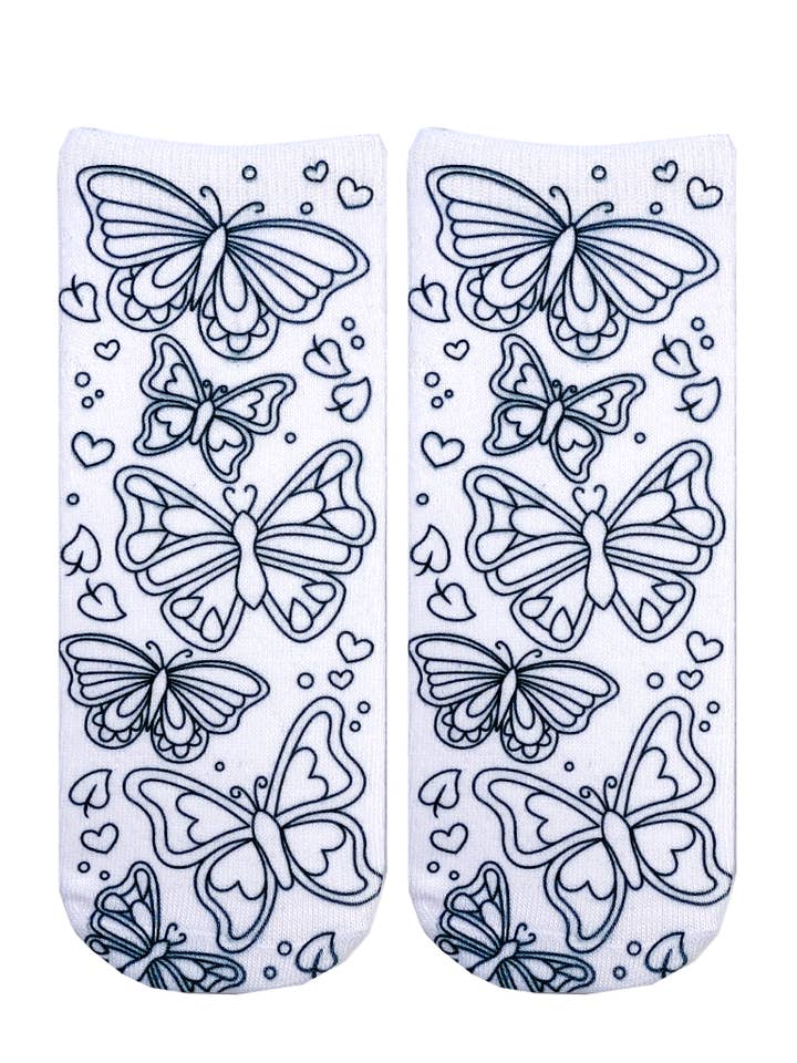 Living Royal - Vente Chaussettes – enfant - Chaussettes à la cheville - Kit de coloriage à faire soi-même - Papillons fantaisistes1
