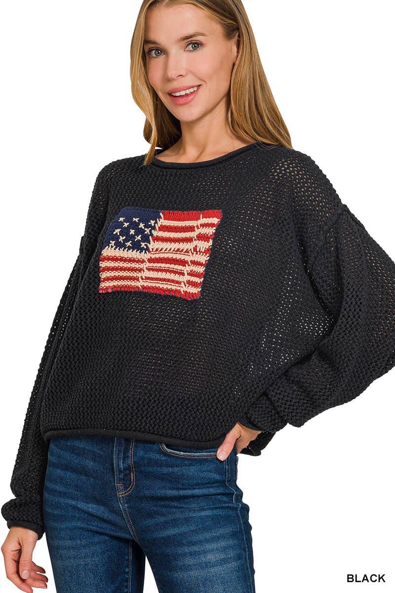 42POPS - Wholesale Knit Sweater - Women's - ...._ SI-28045 4th of July American Flag Crew Neck Sweater0