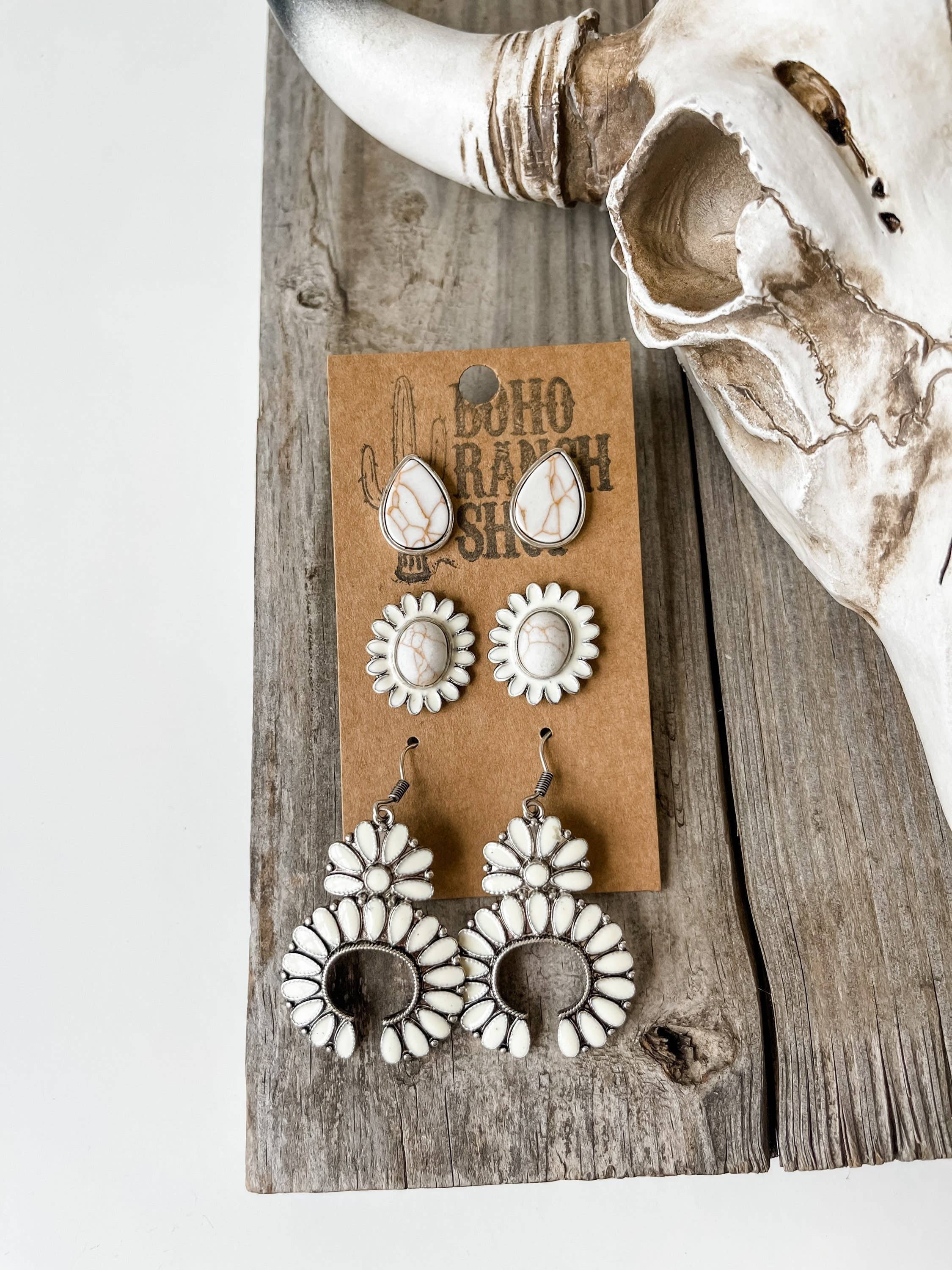 Boho Ranch Shop - Wholesale Jewelry Set - 3 Pair Earrings Western Southwestern Jewelry Set Studs1