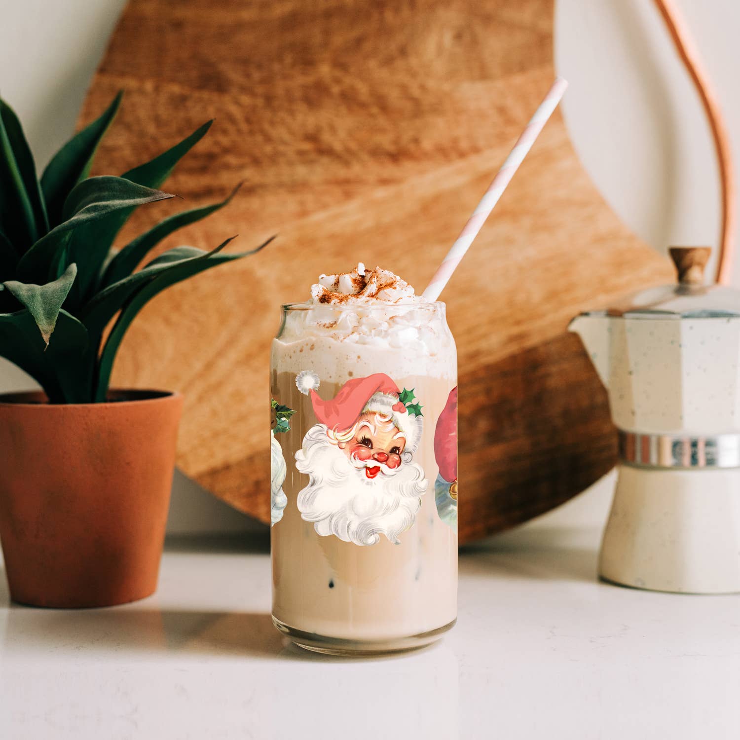 Gia Roma - Wholesale Drinking Glass/Cup - Vintage Christmas Glass Cups with Straw, Kitchen Decoration4