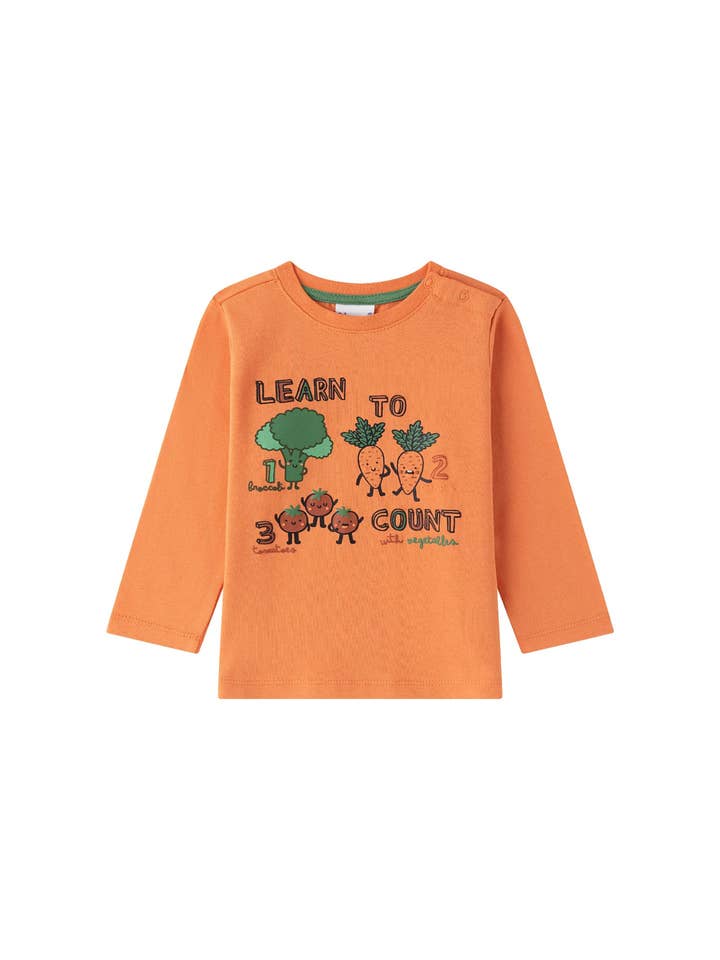 T-shirt garçon à manches longues Newness Kids avec imprimé légumes et chiffres pour la vente par Newness Kids