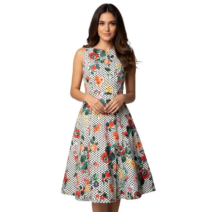 Darla Dress in Floral Polka Dot for wholesale by Howdy Darlin'