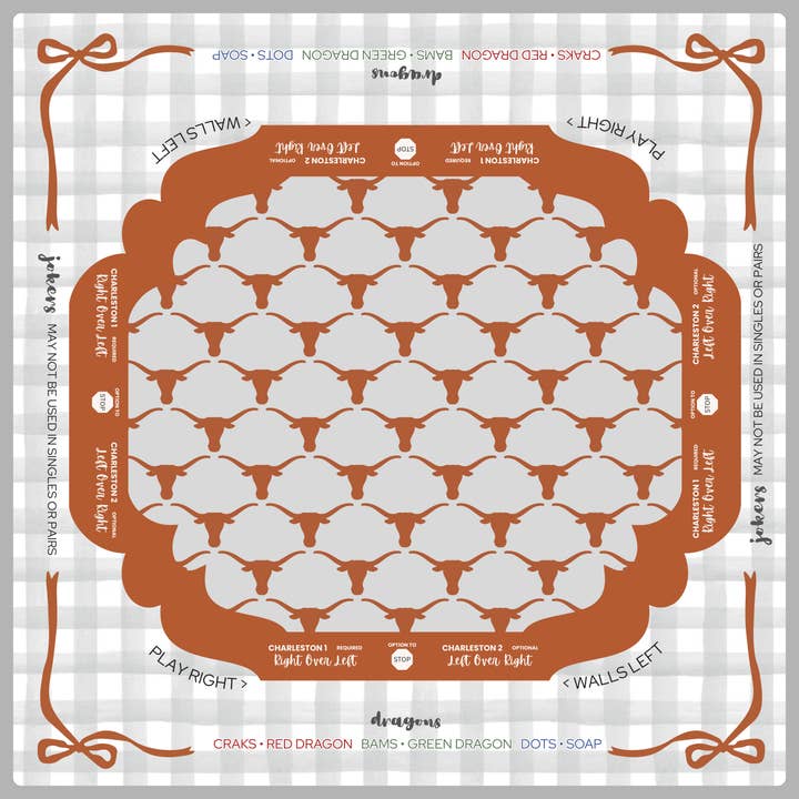 Texas Longhorns Mahjong-Matte • Vorbestellung für den Großhandel von Charlotte Rose Bracelets