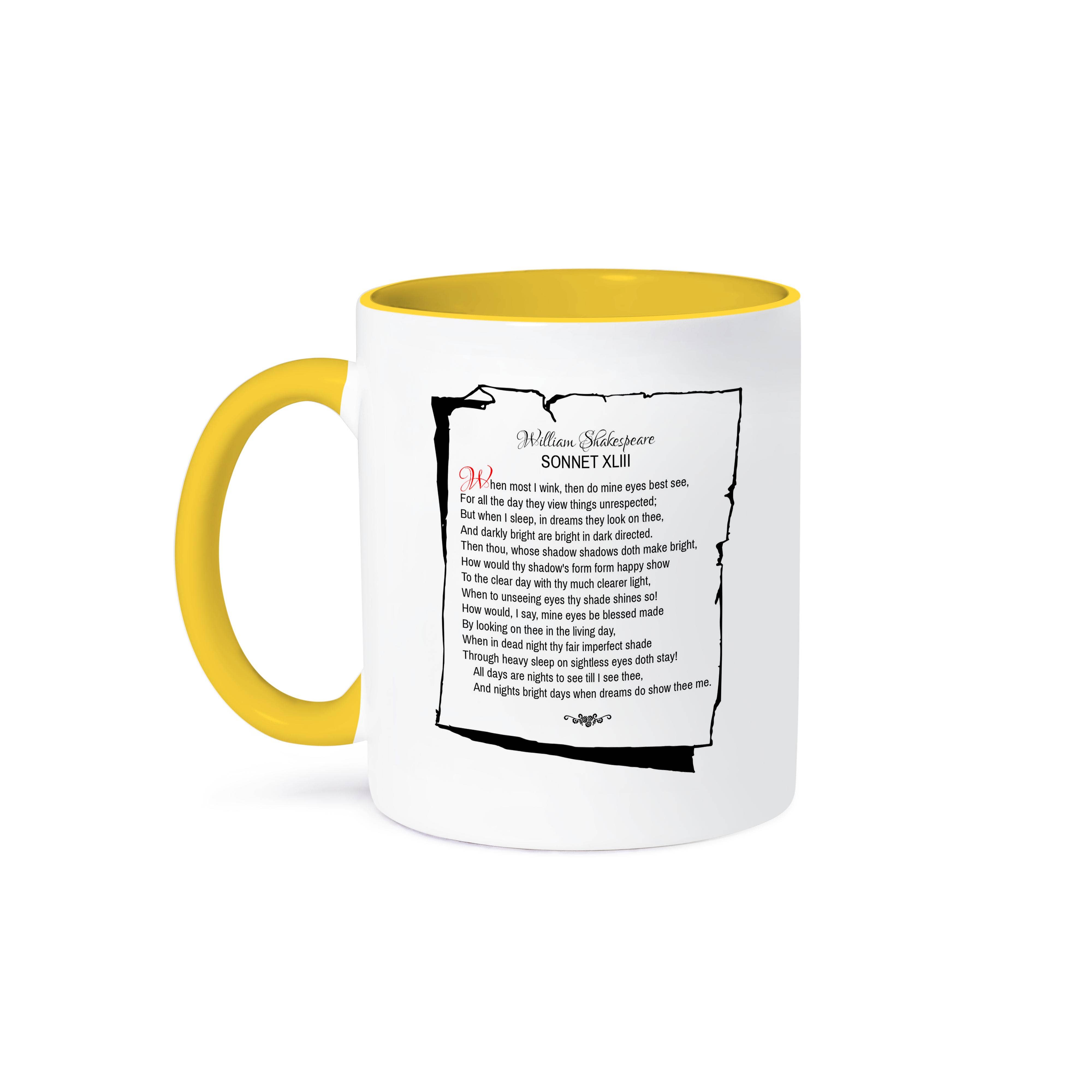 3dRose – wholesale Coffee mug – 3dRose, Sonnet 43. When most I wink, then do mine eyes best see, Mug0