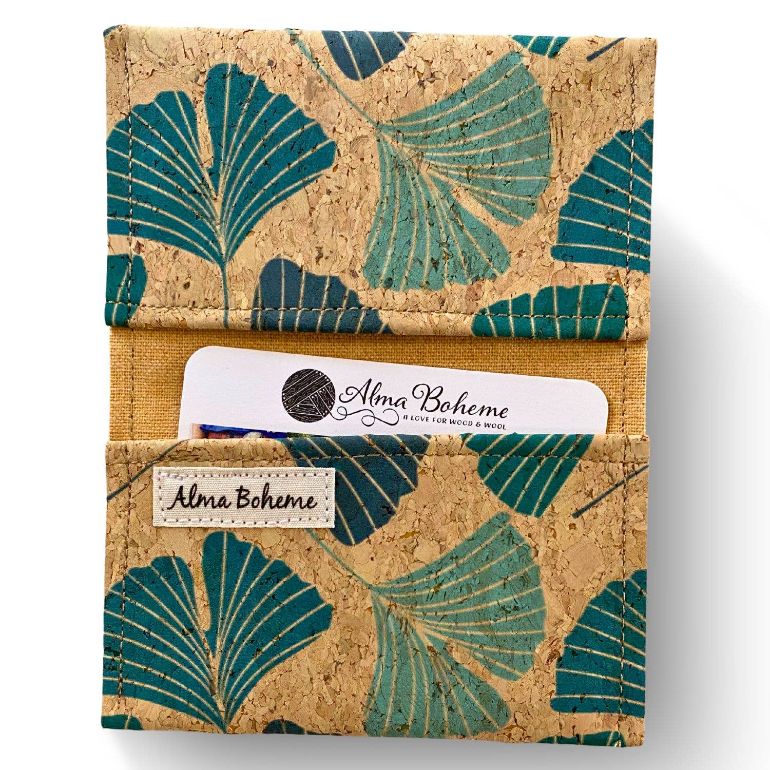 Alma Boheme Handmade - Vente Portefeuille – femme - Portefeuille pliant en liège avec motifs nature - Porte-cartes25