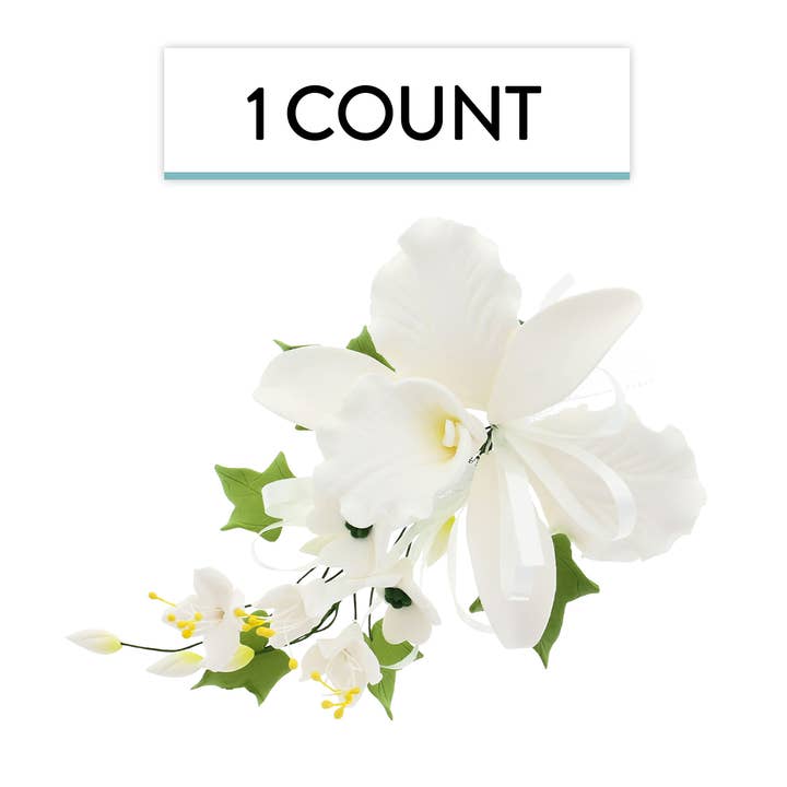 Global Sugar Art – wholesale Artificial flowers – Orchid Sugar Cake Flower Sprays, White Cattleya Orchid Spray, by Global Sugar Art5