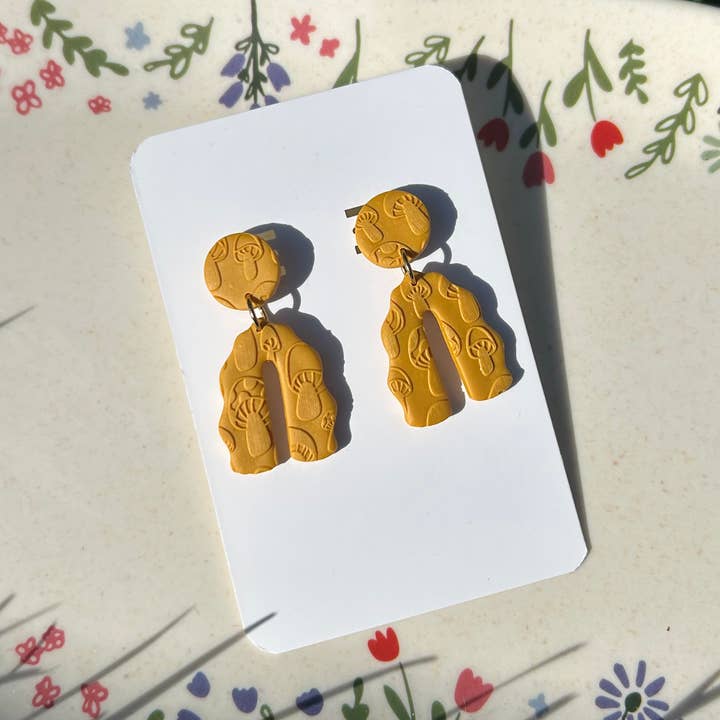 Mushroom Print Polymer Clay Earrings for wholesale by Miss Mattie Bleu's