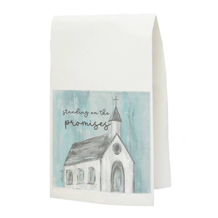 Standing on the Promises Tea Towel for wholesale by LuckyBird Apparel and Home