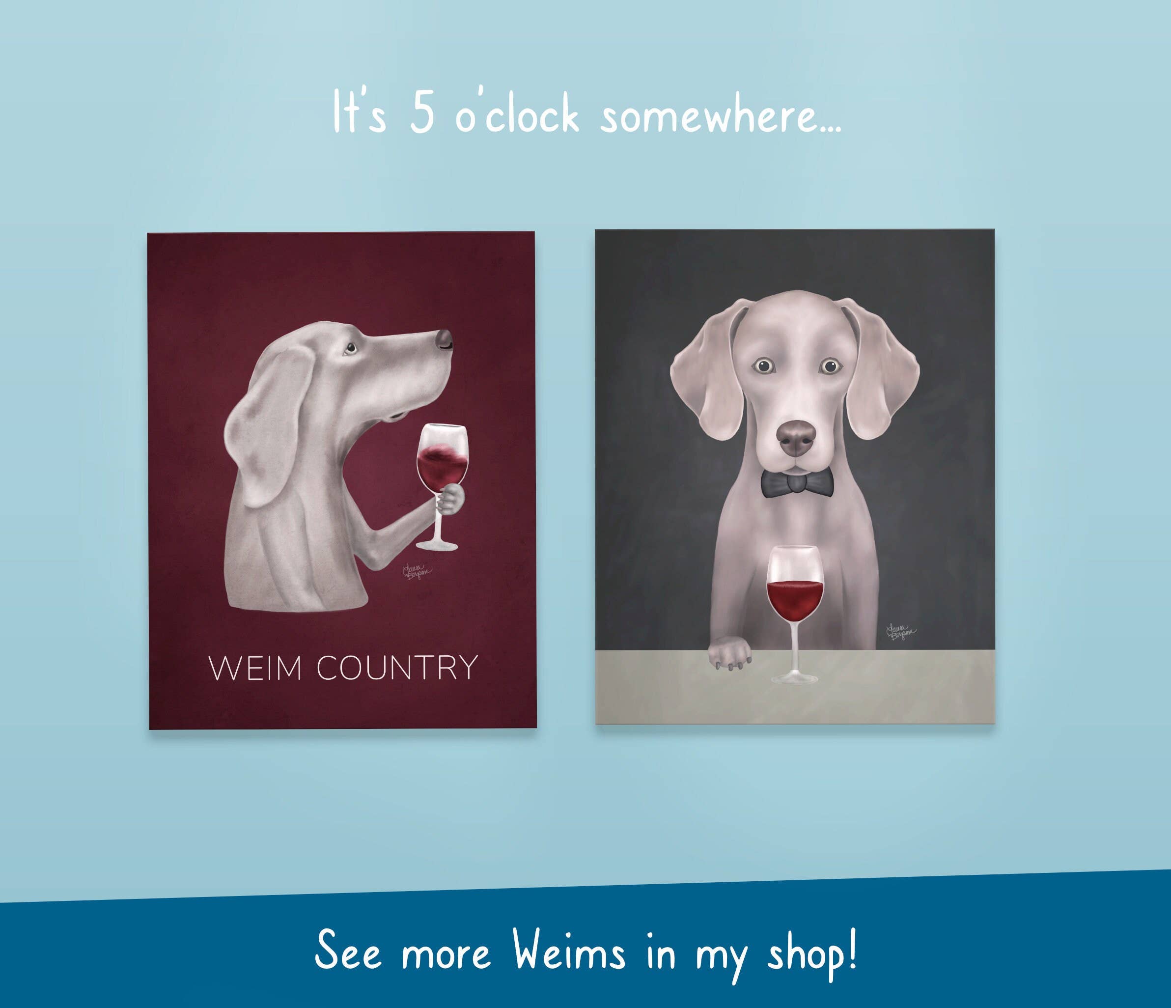 Laura Bergsma Studio - Wholesale Art Print - Weimaraner Dog Art Print, Weim Country7