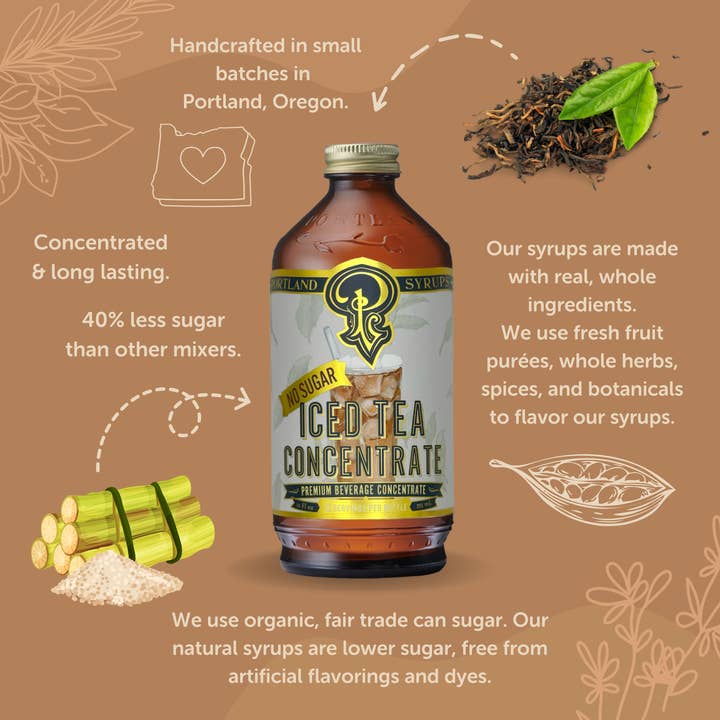 Portland Syrups - Wholesale Drink Mix - Unsweetened Iced Tea Concentrate 12oz - beverage mixer