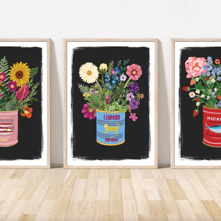 Bea Baranowska Illustration - Wholesale Art Print - Floral Posy in vintage Mackerel Tin Print3