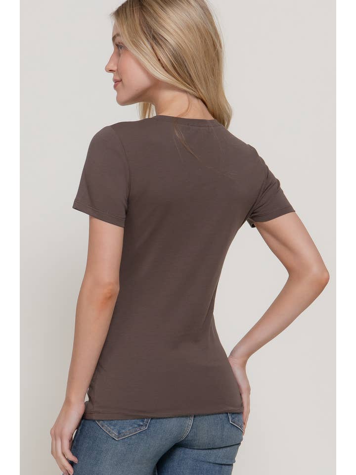 Active Basic | Active USA - Vente T-shirt – femme - Top en jersey de coton et élasthanne à manches courtes et col rond1
