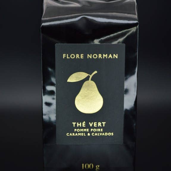 FLORE NORMAN - Vendita all'ingrosso Tisane salutari e depurative - Tè verde Mela, Pera, Caramello & Calvados - Sacchetto 100gr