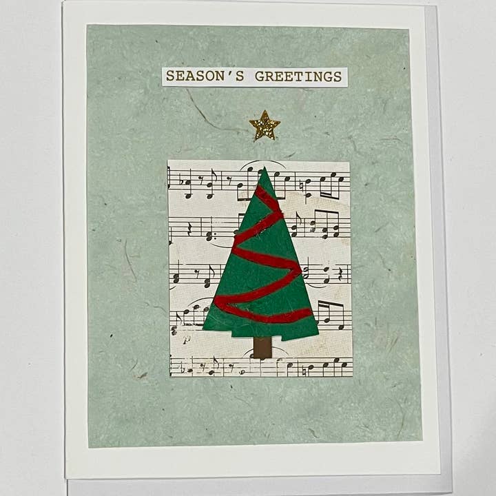 Christmas Card Tree With Red Sash for wholesale by Marie's Paperie