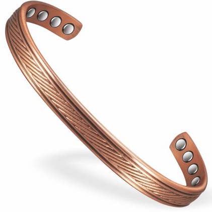 Magnetic Copper Bracelet with 8 magnets with delicate Geometric Design for wholesale by Byzantium Collection Ltd
