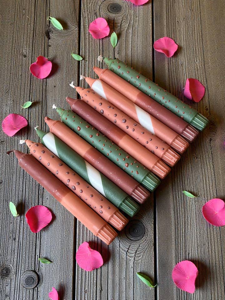 Joyful Glow | Terra & Leaf Tapper Candle | 2.3x20 cm for wholesale by Kupkup HB. - Fi Design Studio Co.