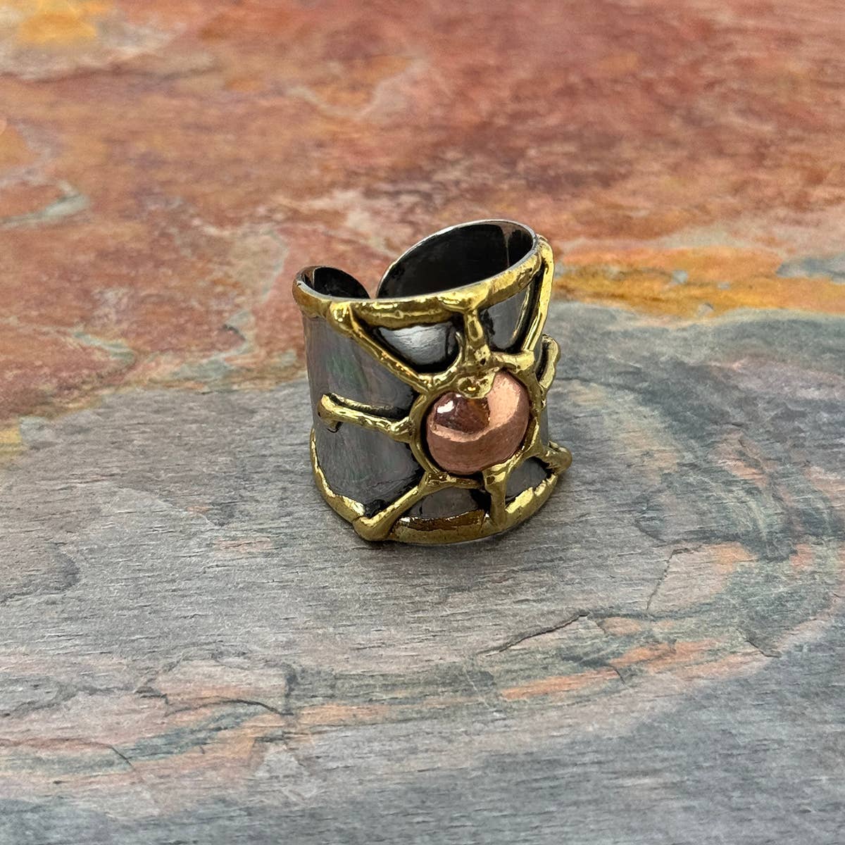 Anju Jewelry - Vendita all'ingrosso Anello midi/a fascia - Anello in Metallo Misto Janya - Raggio di Sole2