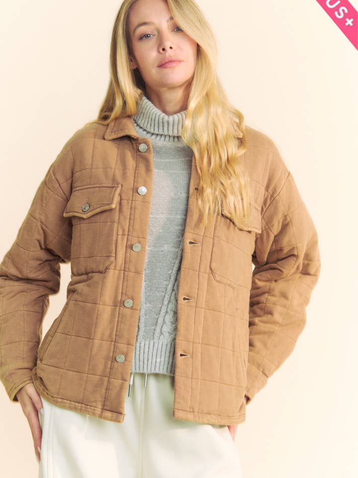 Davi & Dani - Wholesale Jacket - Women's - PLUS POCKET BUTTON FRONT SHACKET SHIRT JACKET8