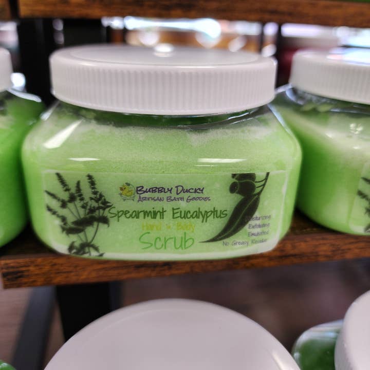 "Spearmint Eucalyptus" Exfoliating Hand & Body Scrub for wholesale by Bubbly Ducky