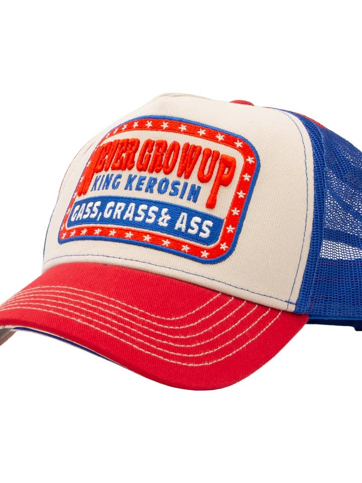 Truckerpet 'Never Grow Up' in Beige voor wholesale door KING KEROSIN