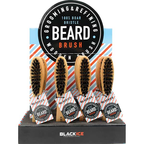 Majestic Wholesale - Wholesale Beard Brush/Comb - BLACKICE 100% BOAR BRISTLE BEARD BRUSH WOOD HANDLE (12PK)
