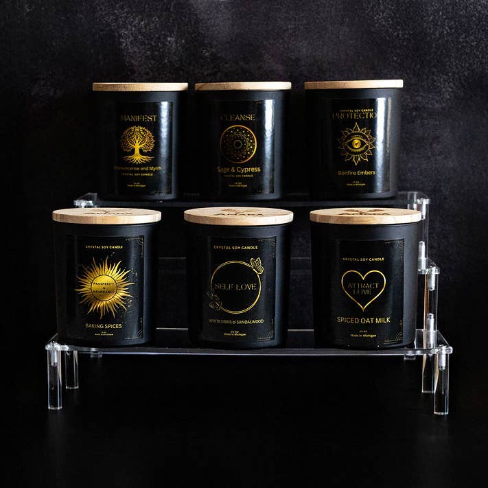 Intention Wood Wick Soy Crystal Candle Collection for wholesale by Amara Candles