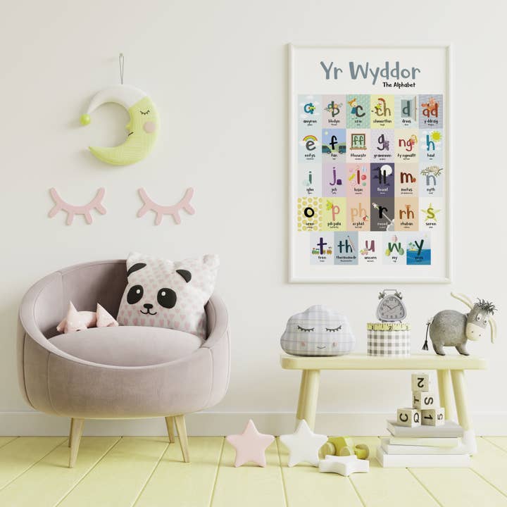 A2 Yr Wyddor // The Welsh Alphabet Print for Children for wholesale by Max Rocks