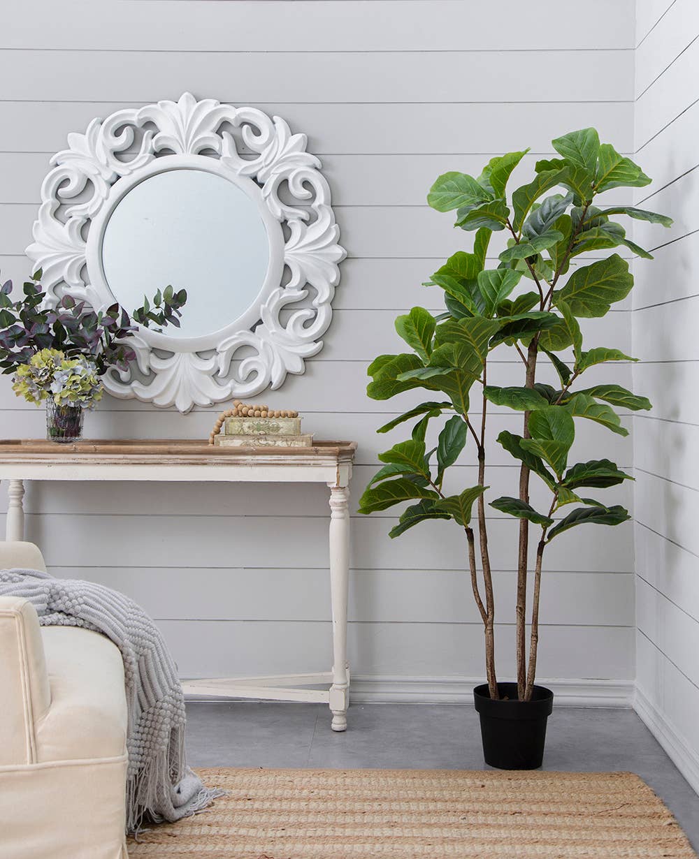 A&B Home Group Inc. – wholesale Artificial plant – 24x24x59"H Faux Fiddle Leaf Fig in Black Pot2