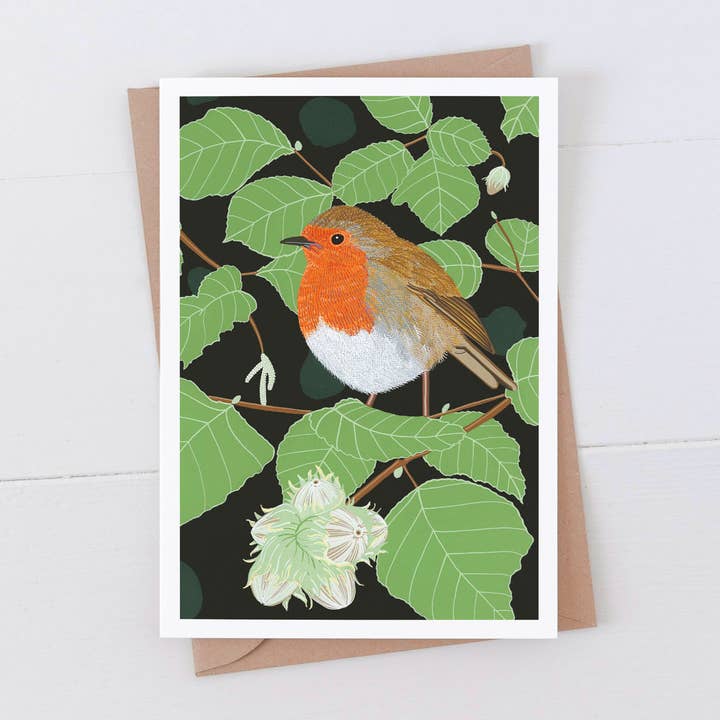 Carte rouge-gorge pour la vente par Bird the Artist