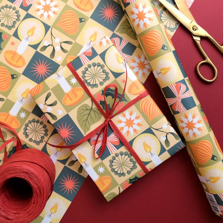 Printer Johnson Ltd - Wholesale Flat Wrap - Christmas Chequerboard | Gift wrap, wrapping paper2
