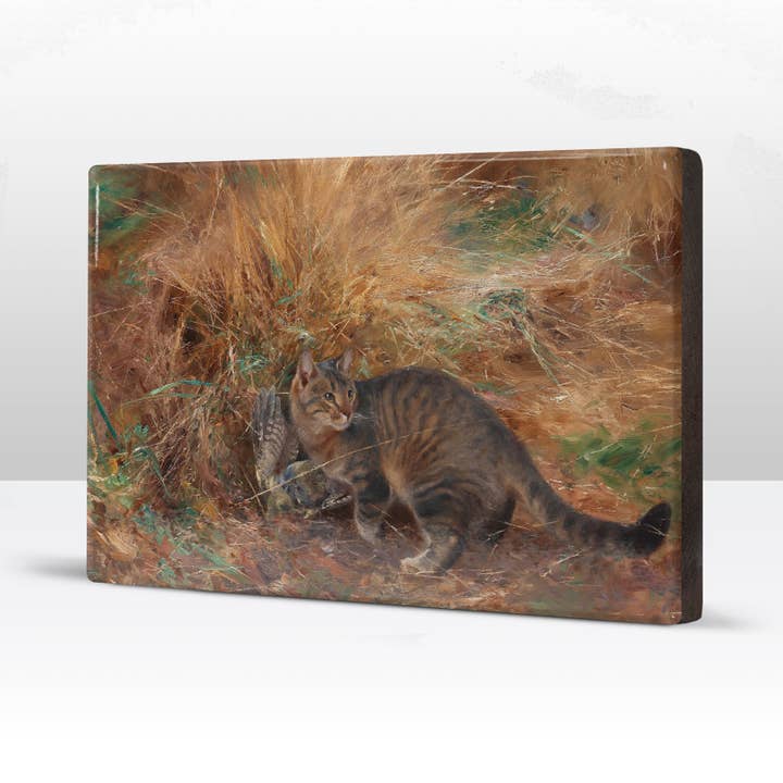 Laqueprint - Wholesale Art Print - Laqueprint - Cat with prey - Bruno Liljefors - 30 x 19.5 cm - LP2231