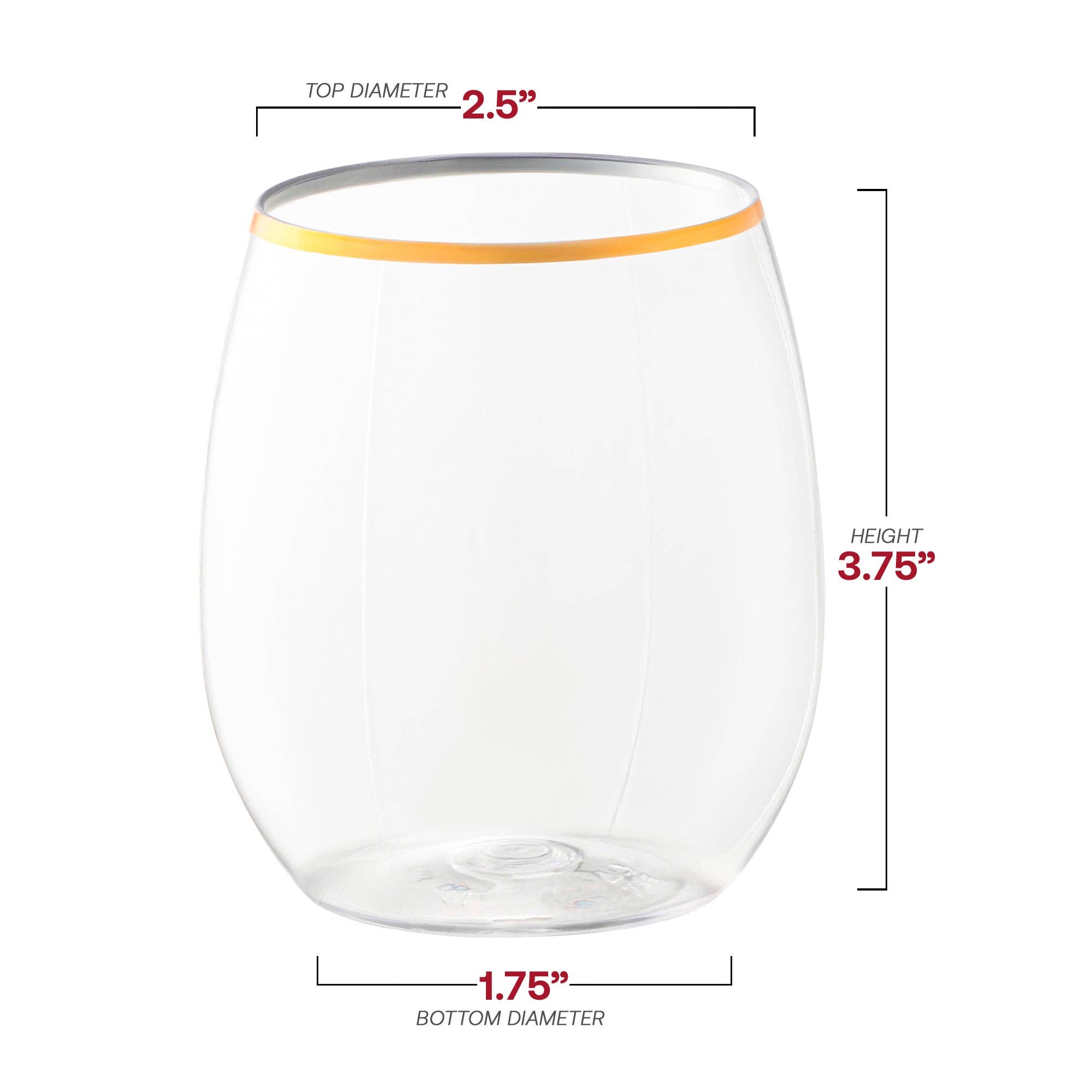 Smarty had a Party - Vente Verres à vin - Verres à vin en plastique transparents avec dorure de 12 oz - 64 pièces3