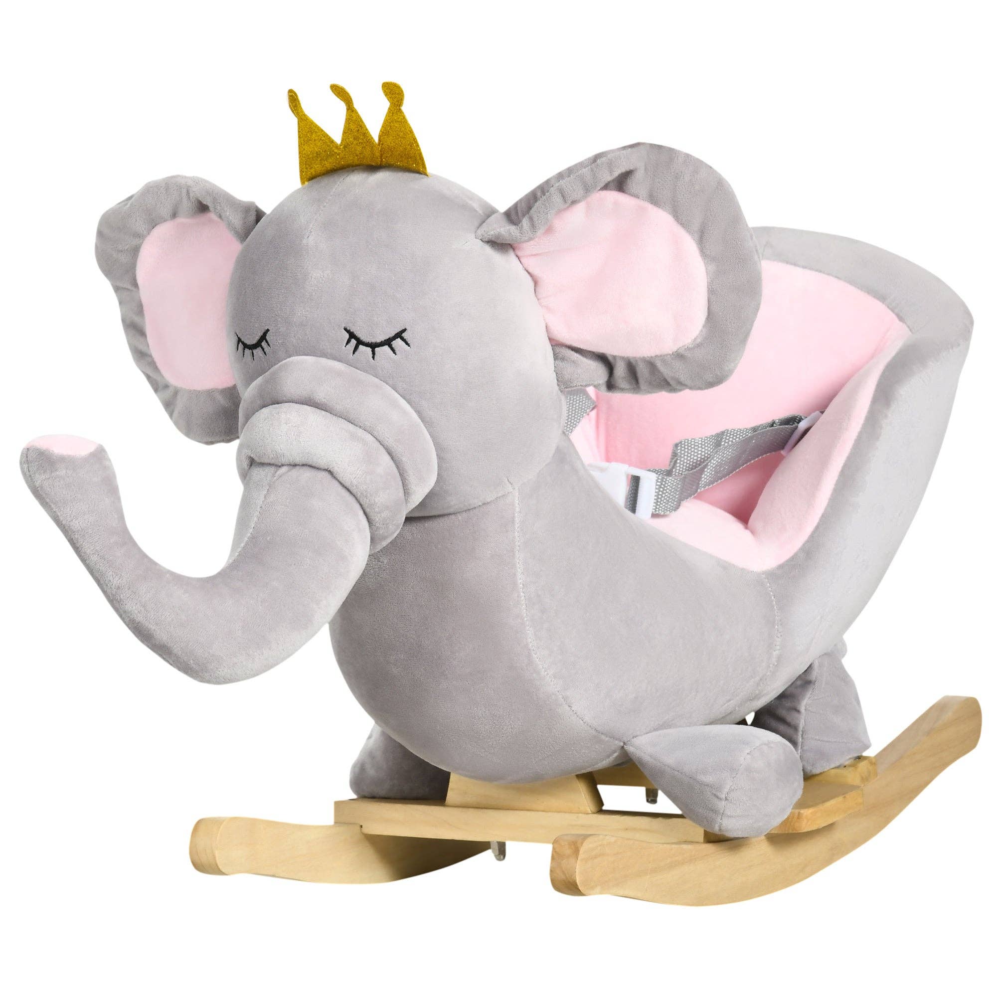39F Inc. - Wholesale Rocking Horse - Kids - Baby Elephant Rocking Horse with Sound and Safety Belt，Grey4