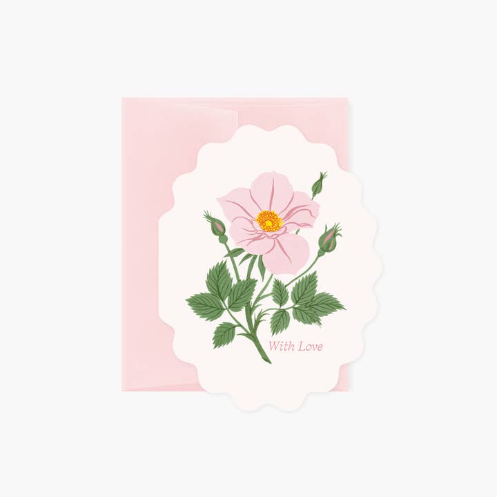WITH LOVE, WILD ROSE | Valentine's greeting card for wholesale by Botanica Paper Co.