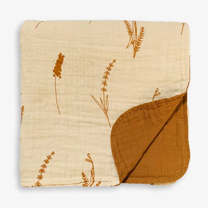 Organic Muslin Quilt (Wildflowers/Caramel) for wholesale by Leyl&Ari