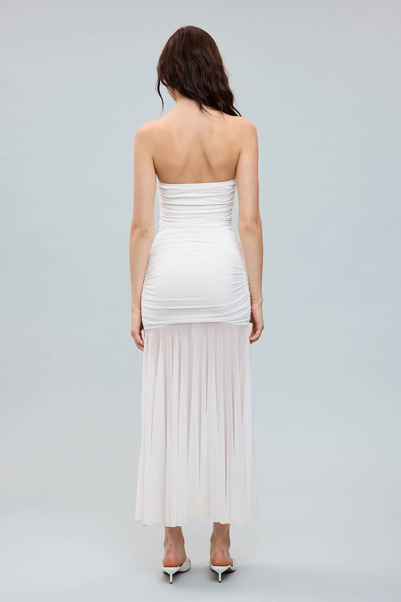 Sky to Moon - Vente Robe – femme - ROBE MIDI TUBE FRONCÉE TRANSPARENTE MONOCHROME9